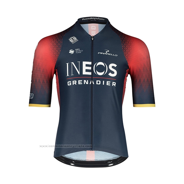 2022 Maillot Cyclisme Ineos Grenadiers Profond Bleu Rouge Manches Courtes et Cuissard